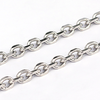 Tarnish Resistant 304 Stainless Steel Cable Chains, Diamond Cut Chains, Unwelded, Faceted, Oval, Stainless Steel Color, 4.5mm, Link: 4.5x1.2x5.6mm