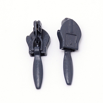 Iron Invisible Zipper Pull Slider Head, for Clothes DIY Sewing Accessories, Dark Gray, 2.5x0.88x0.6cm