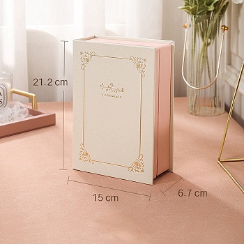 PU Leather Travel Jewelry Set Storage Book Shape Boxes, for Ring, Earring, Necklace, Pink, 21.2x15x6.7cm