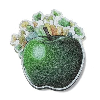 Saint Patrick's Day Opaque Printed Acrylic Pendants, Apple, 41.5x36.5x2mm, Hole: 1.6mm