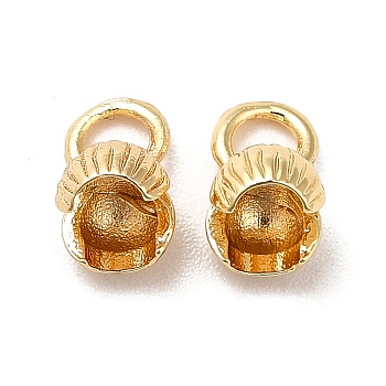 Brass Charms, Long-Lasting Plated, Shuck Shaped, Real 18K Gold Plated, 7x5x6mm, Hole: 3mm