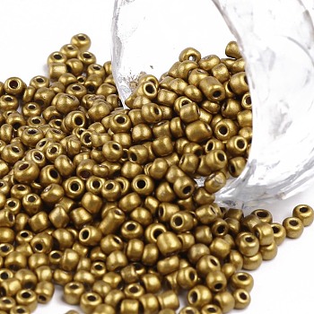 Baking Paint Glass Seed Beads, Goldenrod, 8/0, 3mm, Hole: 1mm, about 10000pcs/bag