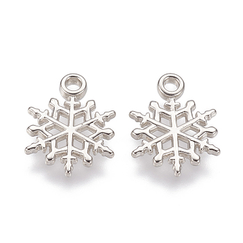 CCB Plastic Pendants, Snowflake, Platinum, 20x15x1.5mm, Hole: 2mm