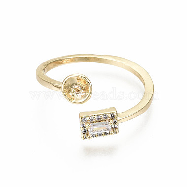 Brass Micro Pave Clear Cubic Zirconia Peg Bails Cuff Finger Ring Settings(KK-S360-011-NF)-3