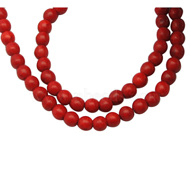 Red Round Howlite Beads