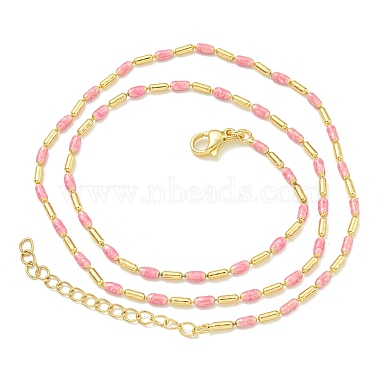 Brass Enamel Column Link Chain Necklaces(NJEW-H039-04B-01G)-2