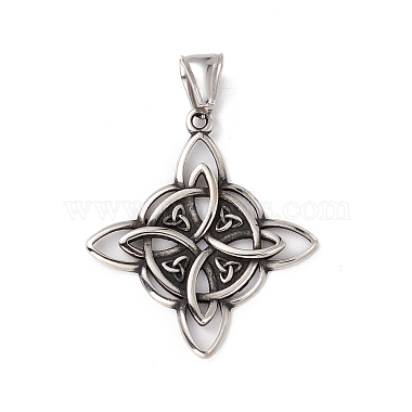 Antique Silver Flower 304 Stainless Steel Pendants