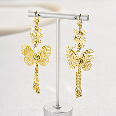 Iron Filigree Butterfly Dangle Leverback Earrings(UH4970)-3