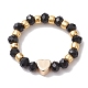 Glass Stretch Rings with Golden Plated Heart Brass Beads(RJEW-JR00660-01)-3