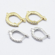 Brass Micro Pave Cubic Zirconia Hoop Earring Findings with Latch Back Closure(KK-K220-08)-1