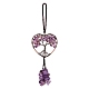 Wire Wrapped Chips Natural Amethyst Big Pendant Decorations(HJEW-SZ0001-25A)-1