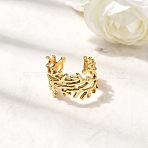 304 Stainless Steel Cuff Rings, Coral Shape, Real 18K Gold Plated, 15mm(RJEW-F193-06G)