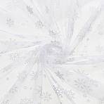 Christmas Nylon Snowflake Pattern Gauze Fabric, DIY Crafts Supplies, Rectangle, White, 1660x0.3mm, about 3 yards/pc(AJEW-WH0314-910B)