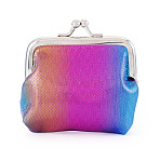 Iridescent Cloth Wallets, Coin Pouchse with Alloy Kiss Lock Clasps, Platinum, Colorful, 85x85x9mm(AJEW-TADJ0001-14A)