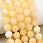 Natural Yellow Jade Beads Strands, Faceted(128 Facets) Round, 10mm, Hole: 1.3mm, about 37pcs/strand, 14.76''(37.5cm)(GG-NH0014-C02-10mm)
