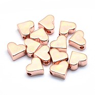 Brass Beads, Lead Free & Cadmium Free & Nickel Free, Heart, Real Rose Gold Plated, 6x7x3mm, Hole: 1.2mm(KK-P155-78RG-NR)