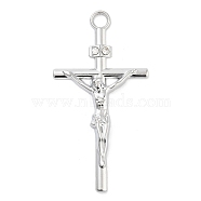 Cross Alloy Rhinestone Pendants, Antique Silver, Crystal, 63.5x33x5mm, Hole: 4.5mm(FIND-U006-15P-01)