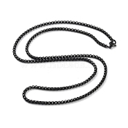 Ion Plating(IP) 304 Stainless Steel Box Chain Necklace for Women, Black, 23.82 inch(60.5cm)(NJEW-C011-02B)