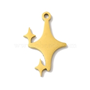 5Pcs 201 Stainless Steel Pendants, Laser Cut, Star Charm, Real 18K Gold Plated, 17x11x1mm, Hole: 1.2mm(STAS-Z068-04G)