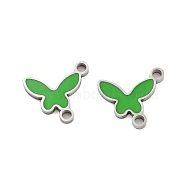 304 Stainless Steel Enamel Connector Charms, Butterfly Link, Stainless Steel Color, 12x11.5x1mm, Hole: 1.5mm(STAS-Z078-21P)