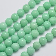 Natural Malaysia Jade Beads Strands, Imitation Amazonite, Round, Dyed, Aquamarine, 10mm, Hole: 1mm, about 38pcs/strand, 15 inch(G-A146-10mm-B06)