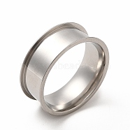 201 Stainless Steel Grooved Finger Ring Settings, Ring Core Blank, for Inlay Ring Jewelry Making, Stainless Steel Color, Inner Diameter: 18mm, Groove: 7mm(STAS-P323-04P)
