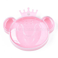 Polystyrene Plastic Bead Containers, Candy Treat Gift Box, for Wedding Party Packing Box, Tiger with Crown, Pink, 10.5x12.4x3.2cm, Hole: 7mm, compartment: 79x119mm(CON-S043-066)