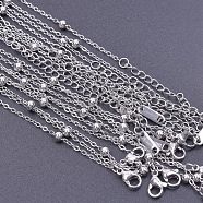 Non-Tarnish 304 Stainless Steel Satellite Chain Necklace, for Beadable Necklace Making, Stainless Steel Color, 15.75 inch(40cm)(PW-WG28967-01)