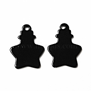 Spray Painted 201 Stainless Steel Pendants, Star Shaped Bottle Charm, Black, 18x13x1mm, Hole: 1.2mm(STAS-G304-02A)