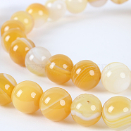Natural Striped Agate/Banded Agate Round Bead Strands, Dyed, Dark Orange, 8mm, Hole: 1mm, about 49pcs/strand, 14.96 inch(G-E233-14)