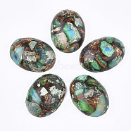 Assembled Synthetic Imperial Jasper and Bronzite  Cabochons, Dyed, Oval, Medium Sea Green, 25~25.5x18~18.5x7~7.5mm(X-G-S329-080D)