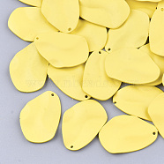 Spray Painted Iron Pendants, Yellow, 25.5x17.5x2mm, Hole: 1mm(X-IFIN-S704-22A)