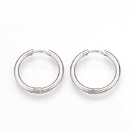 201 Stainless Steel Hoop Earrings, with 304 Stainless Steel Pins, Ring, Stainless Steel Color, 15x2.5mm, Pin: 0.8mm(X-MAK-R021-15mm)