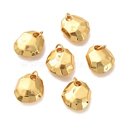 Brass Pendants, Long-Lasting Plated, Faceted, Oval, Real 18K Gold Plated, 13.5x11.5x5mm, Hole: 3.5mm(KK-P203-10G)