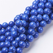 Natural Mashan Jade Round Beads Strands, Dyed, Blue, 10mm, Hole: 1mm, about 41pcs/strand, 15.7 inch(G-D263-10mm-XS08)