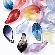Glass Pendants, Mixed Style, Petal, Mixed Color, 22~23x11x6mm, Hole: 1.2mm(GLAA-N042-001A)