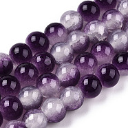 Crackle Baking Painted Imitation Jade Glass Beads Strands, Round, Indigo, 8mm, Hole: 1.5mm, about 104~108pcs/strand, 29.72 inch~30.91 inch(75.5~78.5cm)(X1-DGLA-T003-8mm-13)