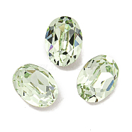 Glass Rhinestone Cabochons, Flat Back & Back Plated, Faceted, Oval, Chrysolite, 8x6x4mm(RGLA-L029-17A-238)