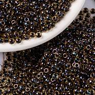 MIYUKI Round Rocailles Beads, Japanese Seed Beads, 8/0, (RR380) Lined Steel Blue Luster, 3mm, Hole: 1.1mm, about 422~455pcs/10g(X-SEED-G008-RR0380)