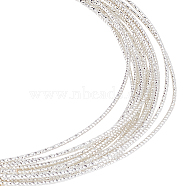 Brass Wire, Textured Round, Silver, 1.2mm(CWIR-WH0024-01C-S)