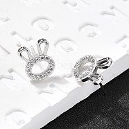 Rabbit Head Brass Micro Pave Cubic Zirconia Ear Studs, Long-Lasting Plated, Lead Free & Cadmium Free, Rack Plating, Platinum, 12x9.5mm(EJEW-D304-39P)