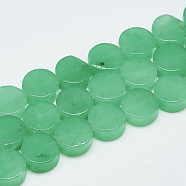 Natural White Jade Beads Strands, Dyed, Flat Round, Green, 10~10.5x5mm, Hole: 1mm, about 40pcs/strand, 16.3 inch(G-T122-03Q)