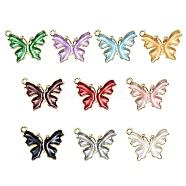 10Pcs Rack Plating Alloy Enamel Pendants, Cadmium Free & Lead Free, Light Gold, Butterfly, Mixed Color, 19x23.5x4mm, Hole: 1.6mm(ENAM-YW0002-50)