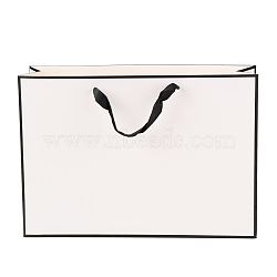 Rectangle Paper Bags, with Handles, for Gift Bags and Shopping Bags, White, 28x40x0.6cm(CARB-F007-02F-01)