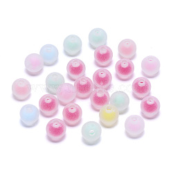 Transparent Acrylic Beads, Frosted, Bead in Bead, Round, Mixed Color, 8x7.5mm, Hole: 2mm, about 100pcs/bag(TACR-YW0001-02A)