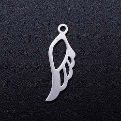 201 Stainless Steel Pendants, Wing, Stainless Steel Color, 21x7x1mm, Hole: 1.5mm(STAS-Q201-JN309-1)