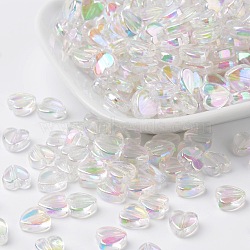 Eco-Friendly Transparent Acrylic Beads, Heart, Clear AB, AB Color, about 8mm in diameter, 3mm thick, Hole: 1mm(X-PL539-822)