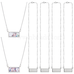 Unicraftale 6Pcs Glass Blank Dome Rectangle Pendant Necklace, Stainless Steel Jewelry for Men Women, Stainless Steel Color, 21.65 inch(55cm)(NJEW-UN0001-36)