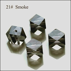Imitation Austrian Crystal Beads, Grade AAA, Faceted, Cornerless Cube Beads, Gray, 6x5.5x5.5mm, Hole: 0.7~0.9mm(SWAR-F084-6x6mm-21)