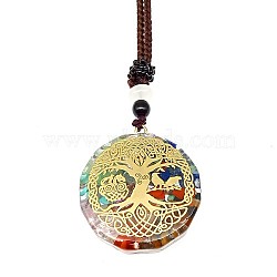 Resin & Natural & Synthetic Mixed Gemstone Pendant Necklaces, Tree of Life, 25.59 inch(65cm)(OG4289-21)
